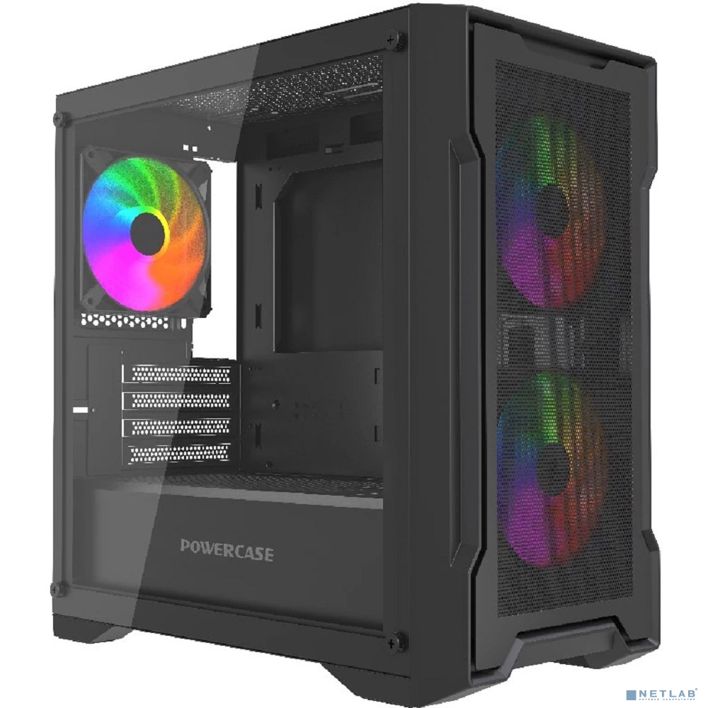 Powercase Корпус Mistral Micro X3B ARGB, Tempered Glass, 3x 120mm ARGB PWM Fan, чёрный, mATX (CMMXB-A3)