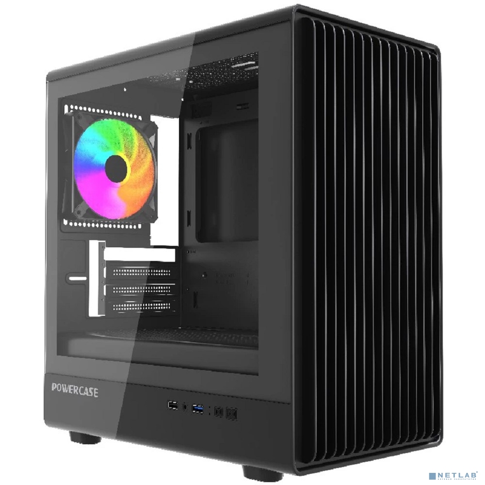 Powercase Корпус Mistral Micro C4B ARGB, Tempered Glass, 4x 120mm ARGB PWM Fan, чёрный, mATX (CMMCB-A4)