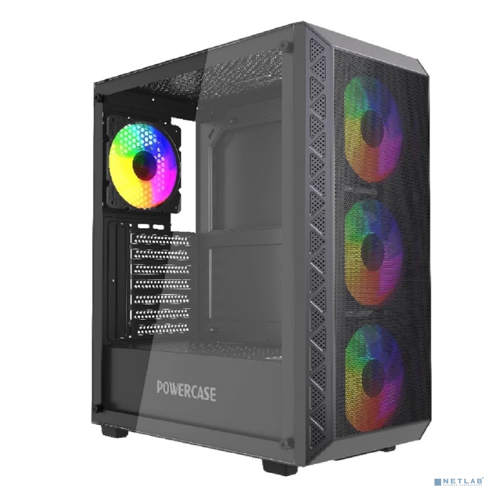Powercase Корпус Mistral S4B, Tempered Glass, 4x 120mm FRGB Fans, чёрный, ATX (CMSB-L4)