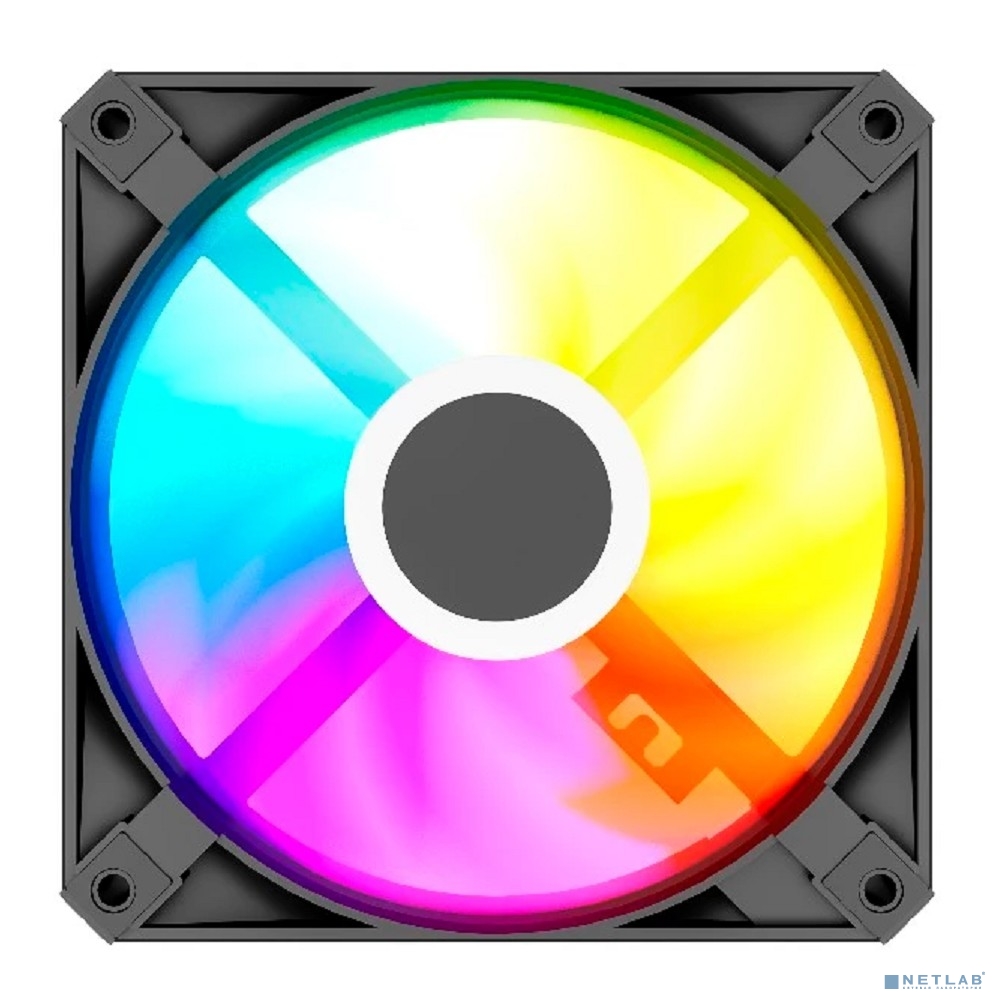 Powercase Вентилятор (M56-12 ARGB) Black 120x120x25mm (PWM, 100шт./кор, 4pin PWM (M+F)+ 3pin ARGB (M+F), 700-1500±10% об/мин) Bulk