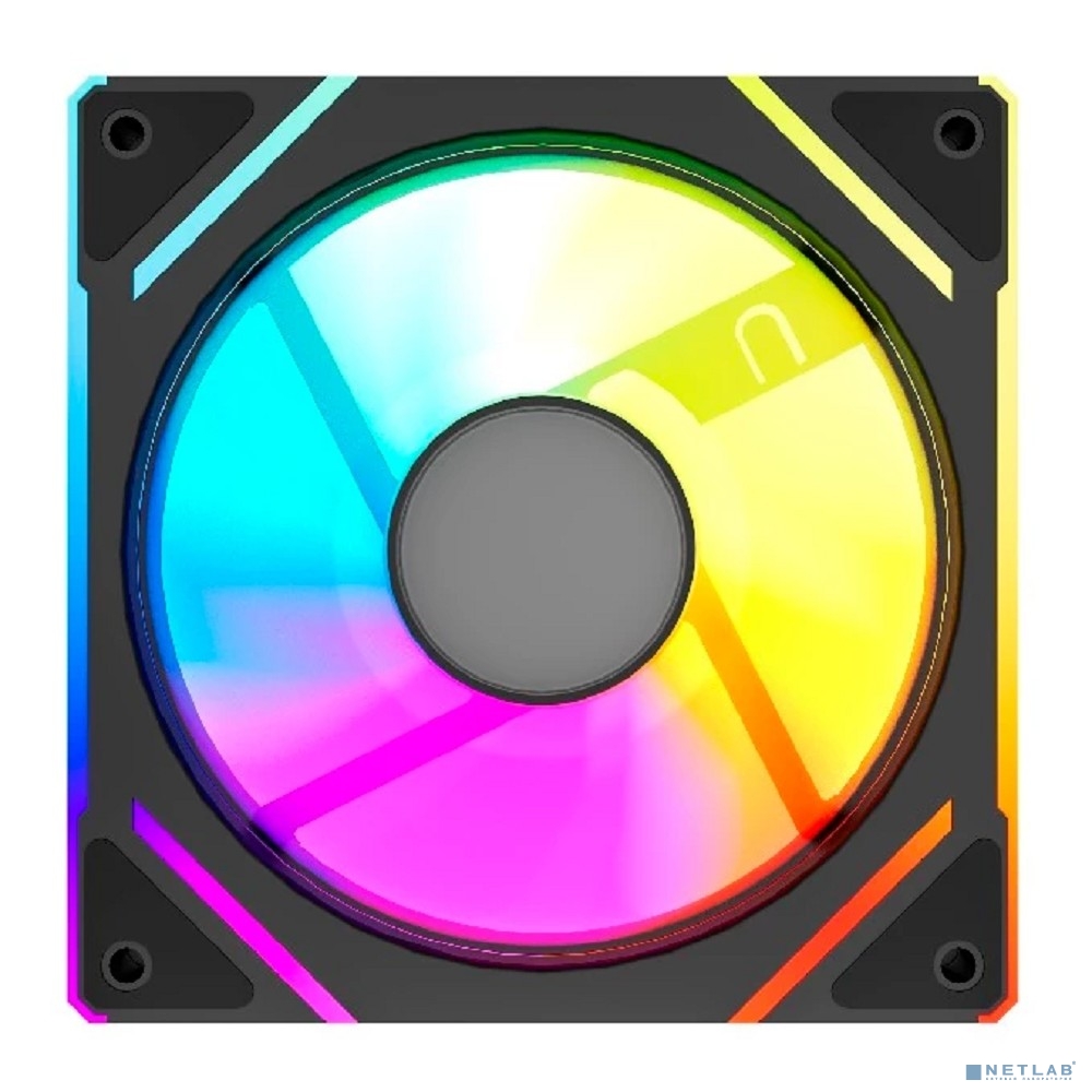 Powercase Вентилятор (M61-12 ARGB) Black 120x120x25mm (PWM, 100шт./кор, 4pin PWM (M+F)+ 3pin ARGB (M+F), 600-1500±10% об/мин) Bulk