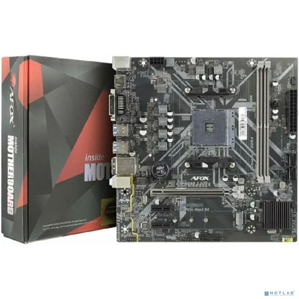 AFOX B450D4-MA5-V2 (Socket AM4, mATX, 2*DDR4(32Gb), VGA+ HDMI, 4*SATA3, 1*M.2, 1*PCIEx16/1*PCIEx1, 2*USB 2.0, 2*USB 3.0, 2 x PS/2, LAN 1*1G) RTL