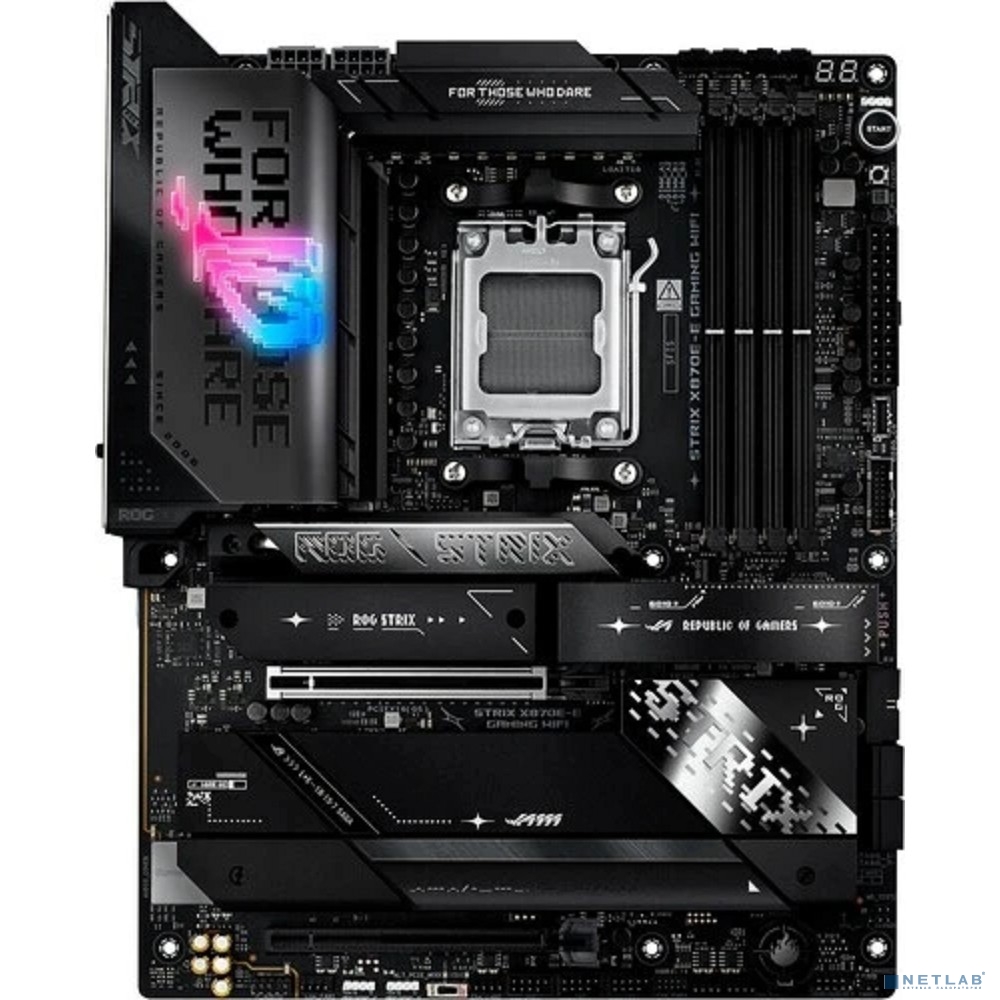 ASUS ROG STRIX X870E-E GAMING WIFI (Socket AM5, ATX, 4xDDR5(192GB), HDMI, 1xPCIe 5.0x16/1xPCIe 4.0x16, 1xLAN (5GbE), Wi-Fi 7, BT 5.4, 4xSATA 6Gb/s, 5xM.2, 2xType-C, 9xUSB 3.2)