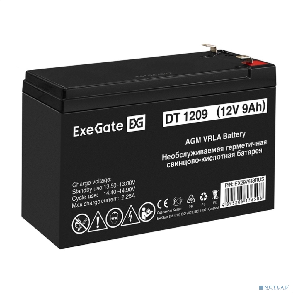 Exegate EX297518RUS Аккумуляторная батарея DT 1209 (12V 9Ah, клеммы F1)