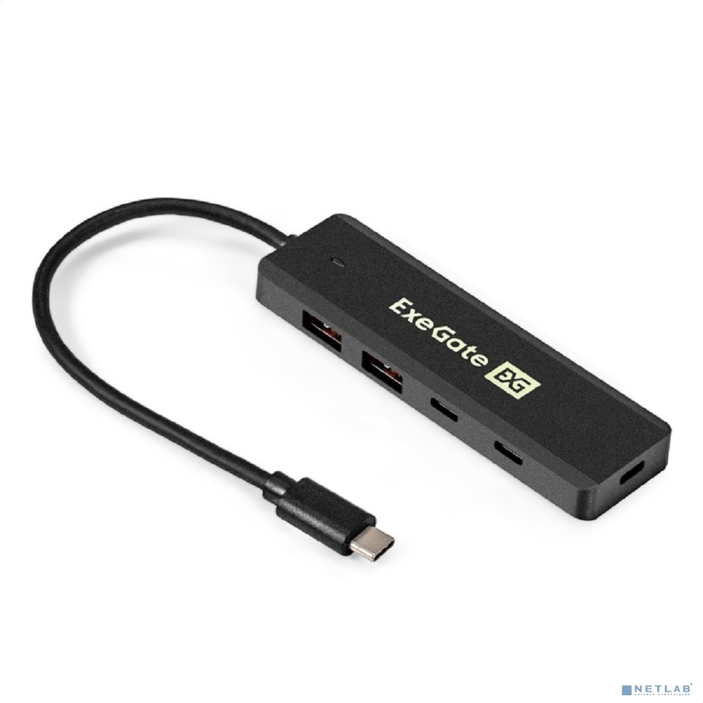 Exegate EX298169RUS USB-Хаб (концентратор) 4-в-1 ExeGate DUB-2C2P/10G (кабель-адаптер USB 3.2 Gen2 Type C --> 2xUSB3.2 Gen2 Type-A (10G)/2xUSB3.2 Gen2 Type-C (10G), SuperSpeed+ USB 10Gbps, Plug&Play,
