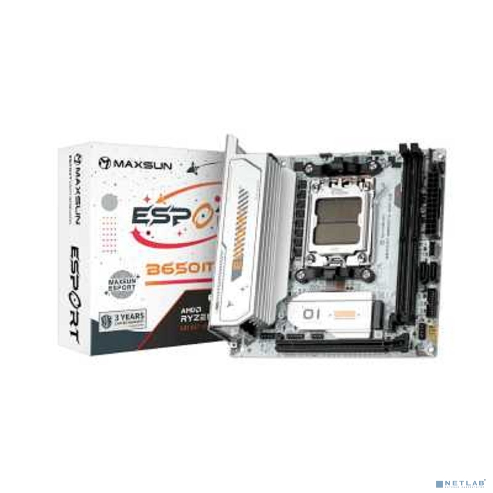 MAXSUN MS-eSport B650ITX WIFI ICE (Socket AM5, mini-ITX, 2*DDR5(96Gb), DP/HDMI, 2*SATA3, 2*M.2, 1*PCIEx16, 4*USB2.0, 2*USB 3.0, LAN 1*2,5G, Bluetooth5.2, Wi-Fi 802.11ax, RTL)