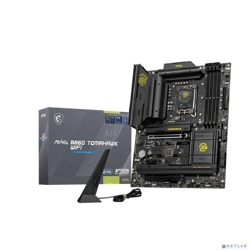 Материнская плата MSI MAG B860 TOMAHAWK WIFI Soc-1851 Intel B860 4xDDR5 ATX AC`97 8ch(7.1) 5Gigabit RAID+HDMI+DP