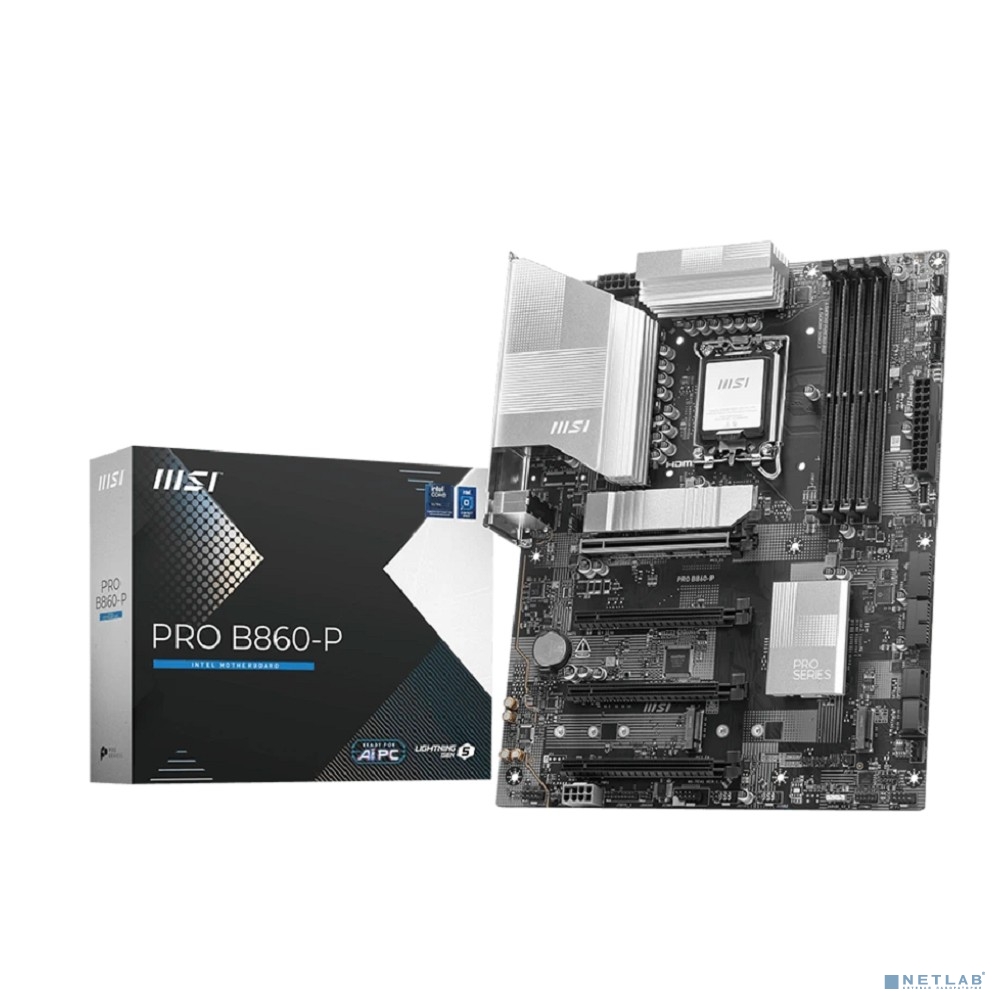 Материнская плата MSI PRO B860-P Soc-1851 Intel B860 4xDDR5 ATX AC`97 8ch(7.1) 5Gigabit RAID+HDMI+DP