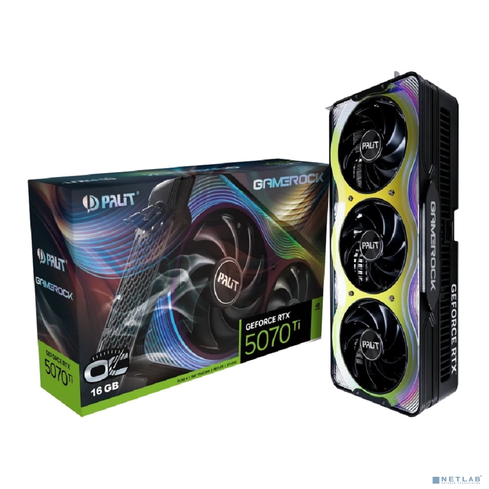 Видеокарта Palit RTX5070Ti GAMEROCK OC 16GB GDDR7 256bit 3xDP HDMI 3FAN RTL