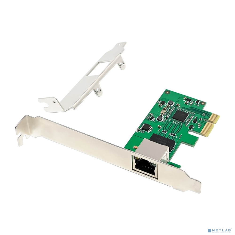 ORIENT XWT-RTL8126PE-5G, Сетевая карта PCI-Ex1 v2.1 1xRJ45 5Gbps Ethernet NIC, RTL8126 chipset, 5/2.5/1 Гбит/с, 2 планки крепления в комплекте (33360)