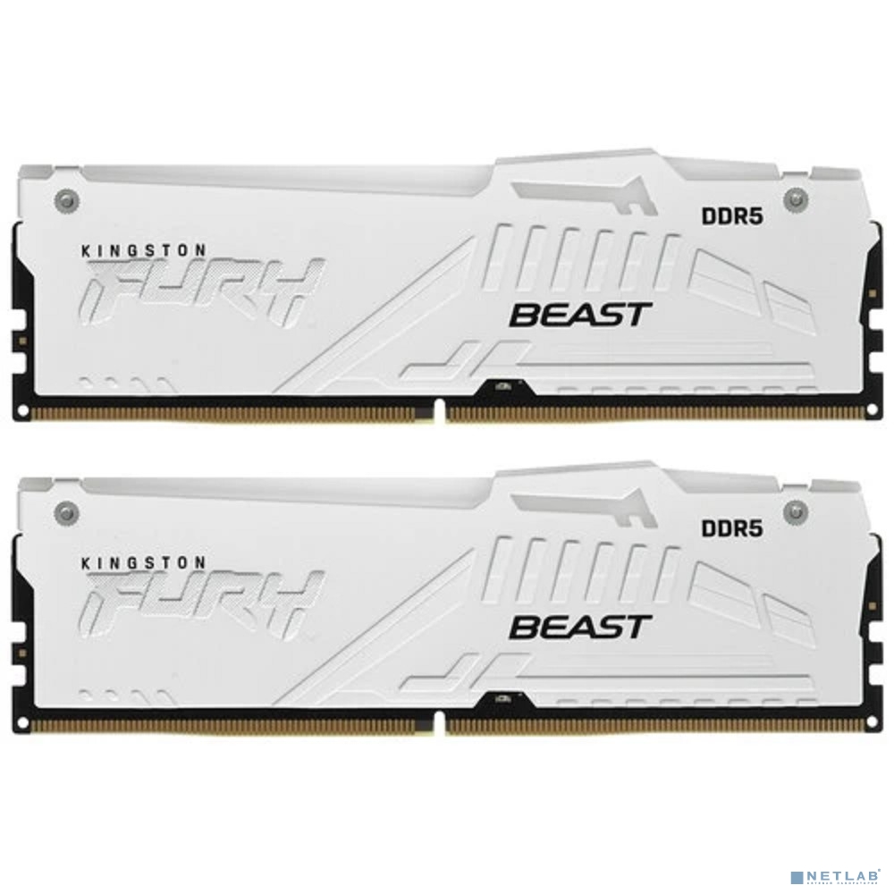 Память оперативная/ Kingston 32GB 6000MT/s DDR5 CL36 DIMM (Kit of 2) FURY Beast White RGB EXPO