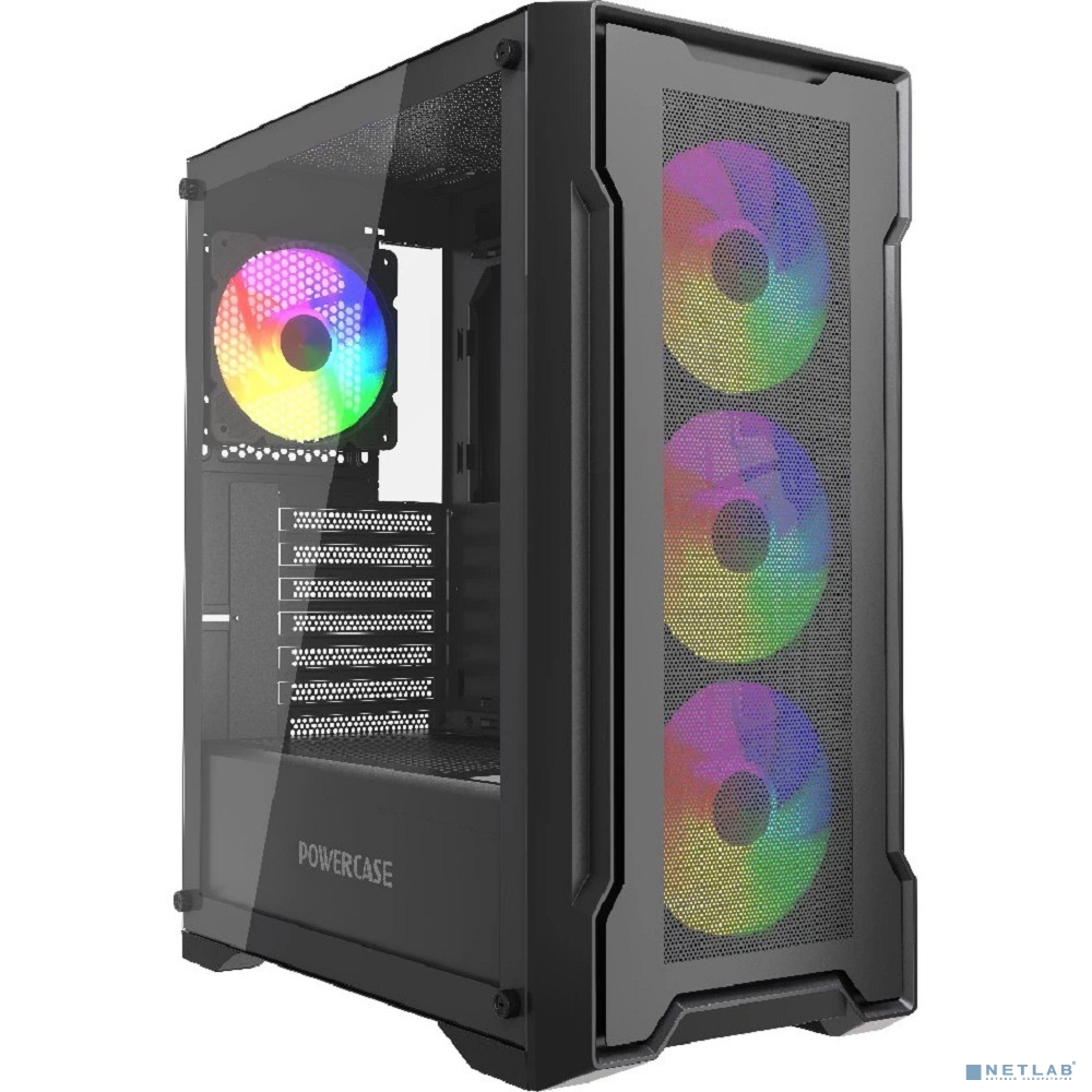 Powercase Mistral X4B, Tempered Glass, 4x 120mm FRGB Fans, чёрный, ATX (CMXB-L4)