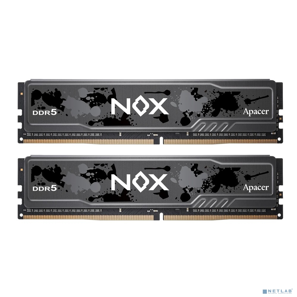 Оперативная память Apacer DDR5 32GB 6400MHz DIMM NOX Black Gaming Memory CL36 1.4V Kit (2x16GB) Heat Sink (Retail) 2048*8 3 years (AH5U32G64C652MBAA-2)