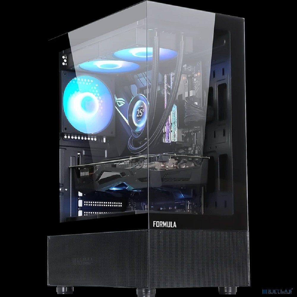 Formula Crystal Z1+ Black (ATX, стекло, Type-C, USB3.0 x1, USB2.0 x2, 3x 120mm FRGB fans)
