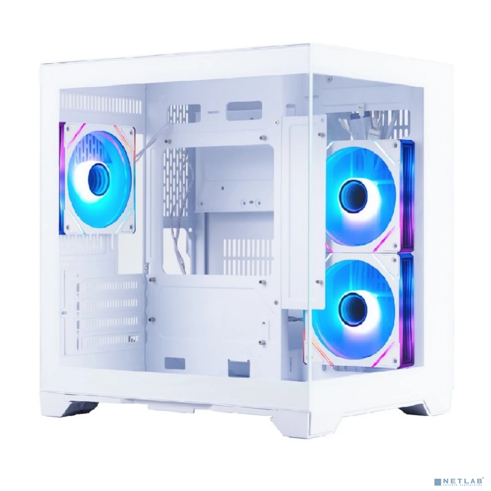 1STPLAYER MEGAVIEW MV5-TP ARGB White / mATX / 3x120mm ARGB fans / MV5-TP-WH-2FC7R-W-1FC7-W