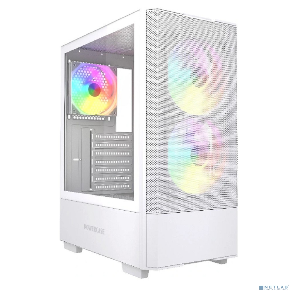 Powercase Mistral AY3W ARGB, Tempered Glass, 2x 140mm +1x 120mm ARGB Fans, белый, ATX (CMAYW-A3)