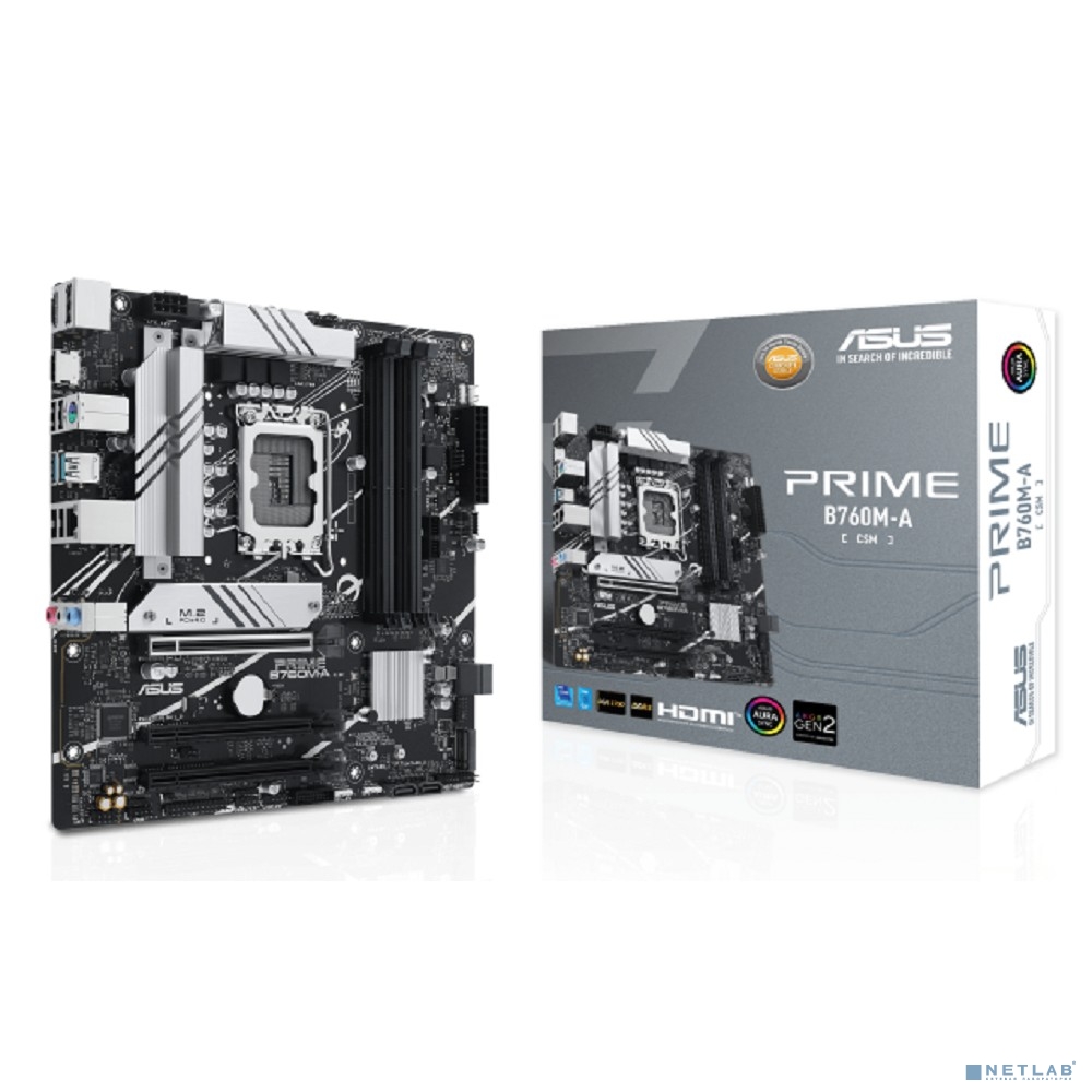 ASUS PRIME B760M-A-CSM (Socket 1700, mATX, 4xDDR5(128GB), 2xDP/HDMI, 3xPCIe 4.0x16, 4xSATA 6Gb/s, 2*M2, 2,5xLAN, 2xUSB 3.1, 4xUSB 2.0, 1xPS/2)
