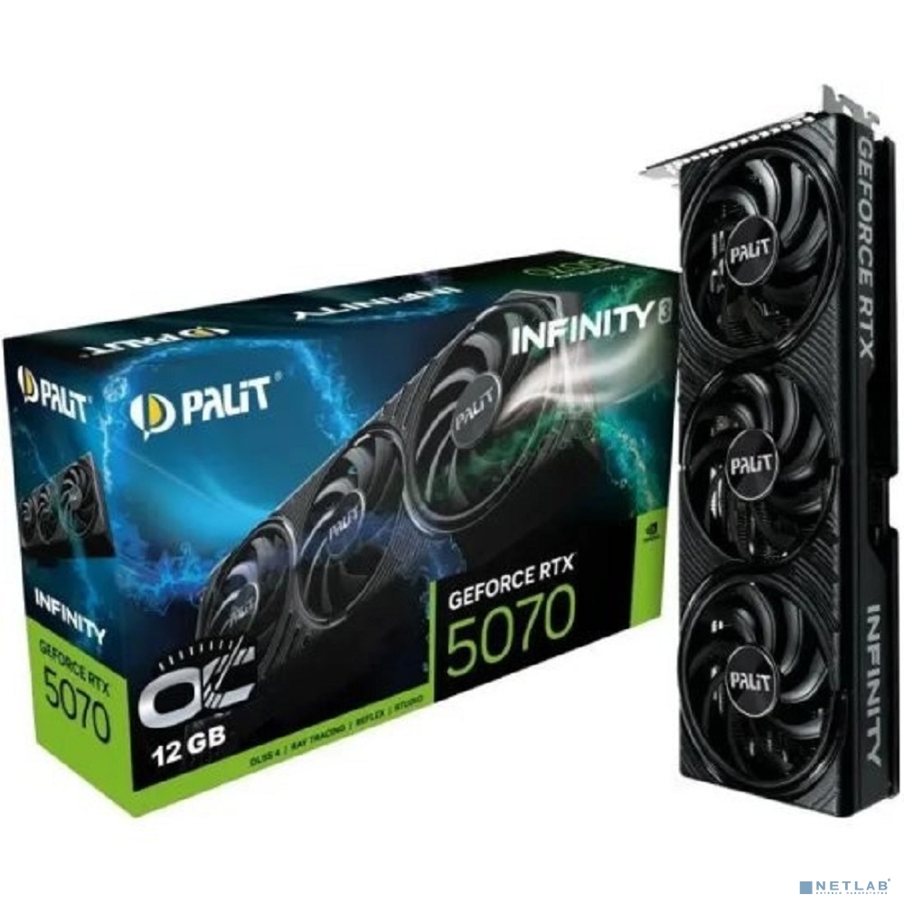 Видеокарта Palit RTX5070 INFINITY3 OC NVIDIA GeForce RTX 5070 12Gb 192bit GDDR7 2325/28000 HDMIx1 DPx3 HDCP Ret