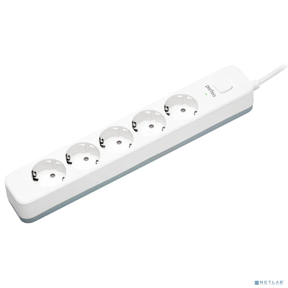 Perfeo "POWER STREAM", 2500W, 5.0м, 5 розеток, белый (PF_C3967)