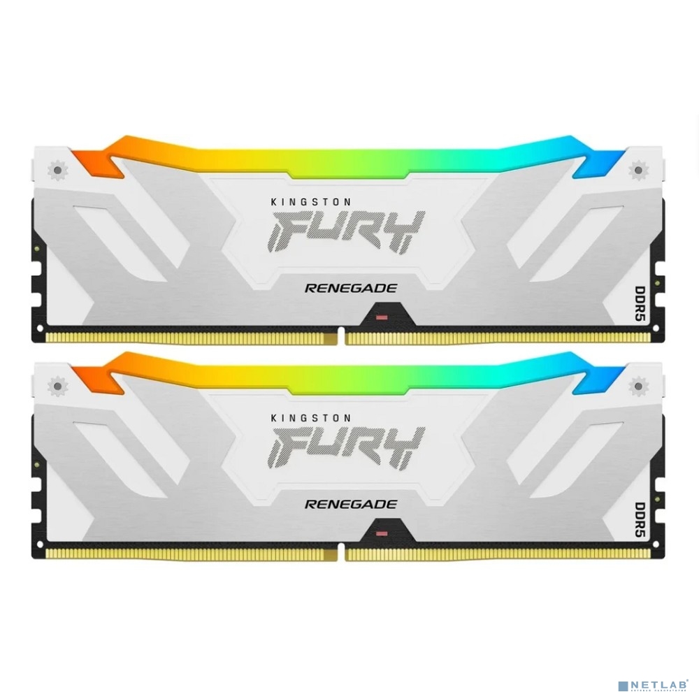 Память оперативная/ Kingston 64GB 6400MT/s DDR5 CL32 DIMM (Kit of 2) FURY Renegade RGB White XMP