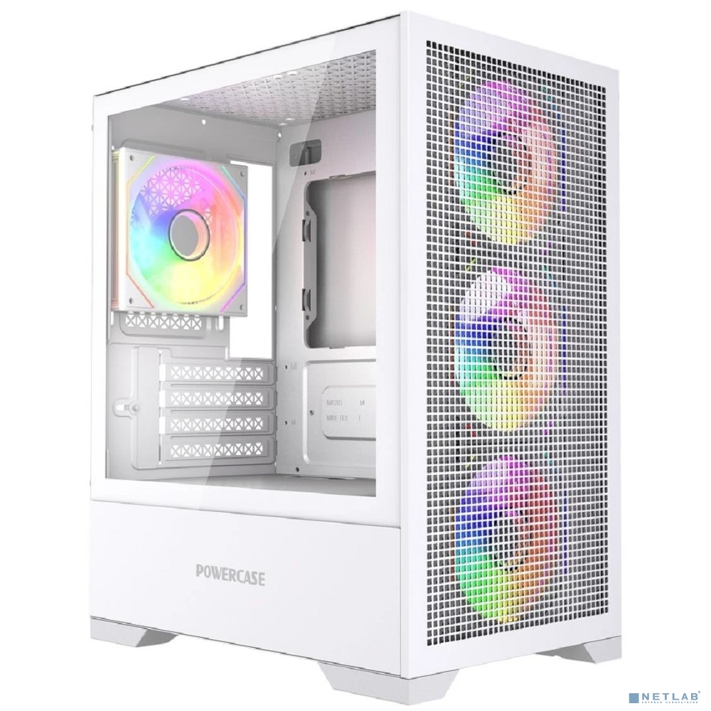 Powercase Mistral Micro B315W, Tempered Glass, 4x 120mm ARGB PWM Fan, белый, mATX (CMMB315W-A4)