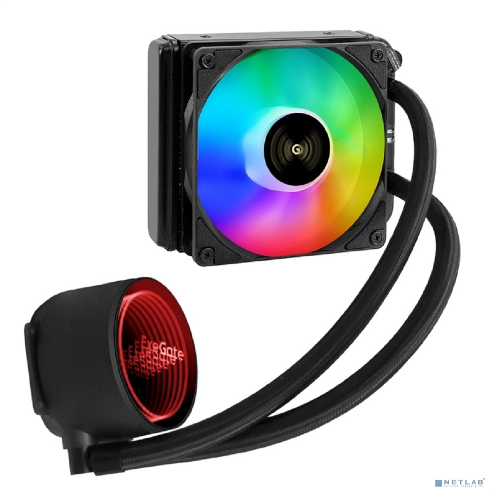 Exegate EX298720RUS Комплект водяного охлаждения ExeGate BlackWater-120V3.PWM.RGB (RGB подсветка, LGA2066/2011/1366/1150/1151/1155/1156/1200/1700/1851/AM4/AM5/FM1/FM2/FM2+/AM2/AM2+/AM3/AM3+, TDP 150W,
