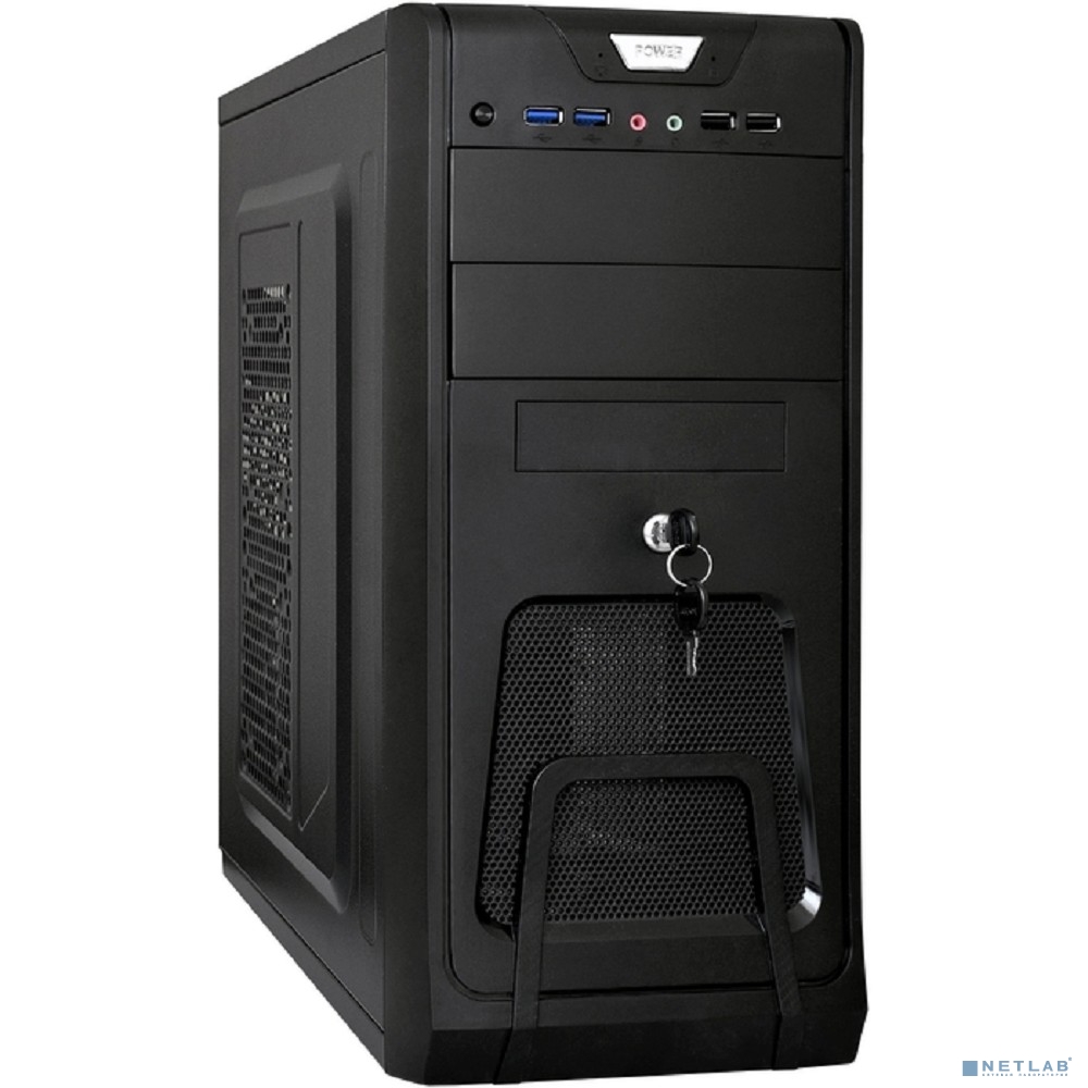Exegate EX299163RUS Корпус Miditower ExeGate CP-603UB-UNS400 (ATX, БП UNS400 с вент. 12см, 2*USB, аудио, черный)