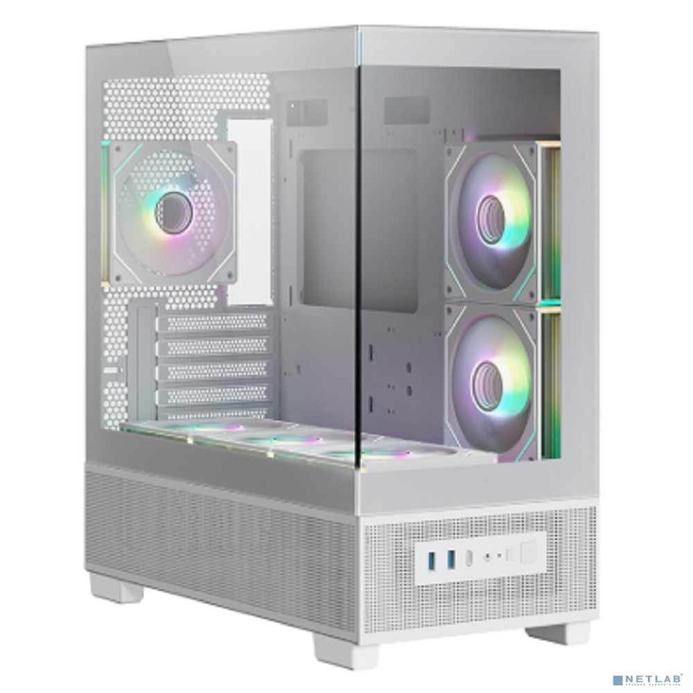 XASTRA Q500M 6ARGB-C10-UC White mATX/Aquarium/Screewless/ 6x120mm ARGB PWM FM fans/Argb+PWM HUB 10port/ Type-C/ Q500M-6FM12A-C10-UC-WH