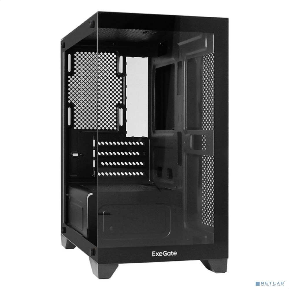 ExeGate EX299566RUS i3 SEA LE-NPX400 (mATX, БП 400NPX, 1*USB+1*USB3.0, HD аудио, черный, передняя и боковая панели - закаленное стекло)