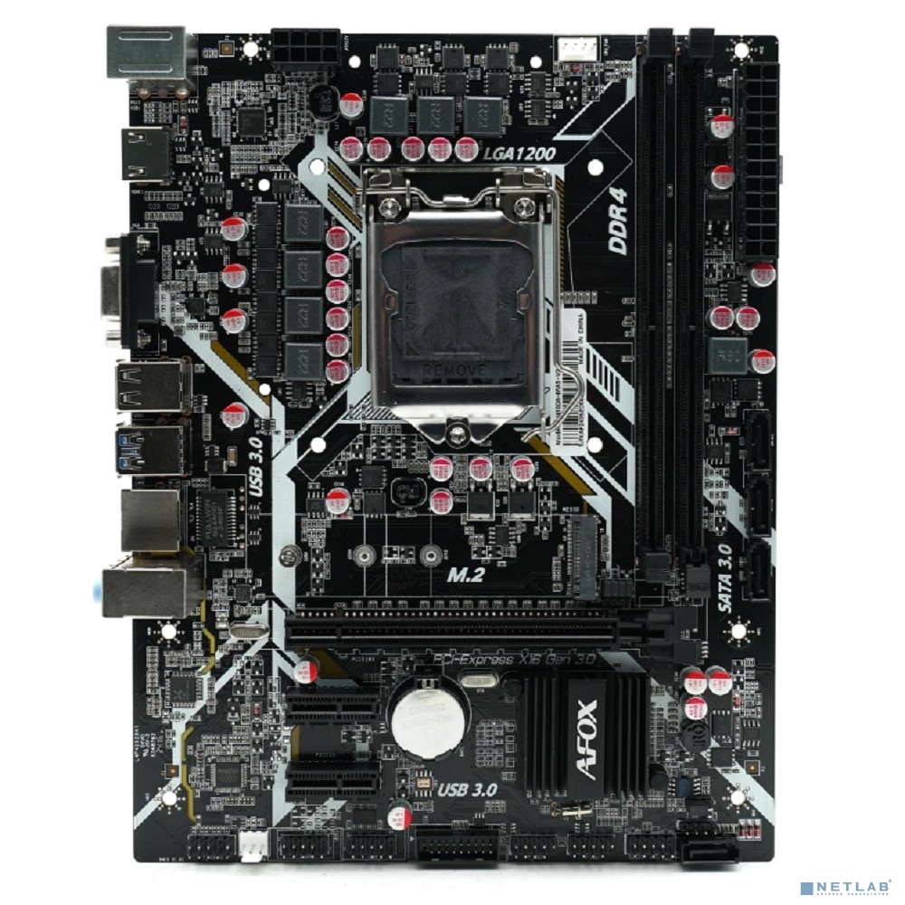 Материнская плата mATX Afox IH410D4-MA5-V4 (LGA1200, B460, 2*DDR4 (3000), PCIe, M.2, 4*SATA 6G, 2*USB 3.2, 2*USB 2.0, HDMI)