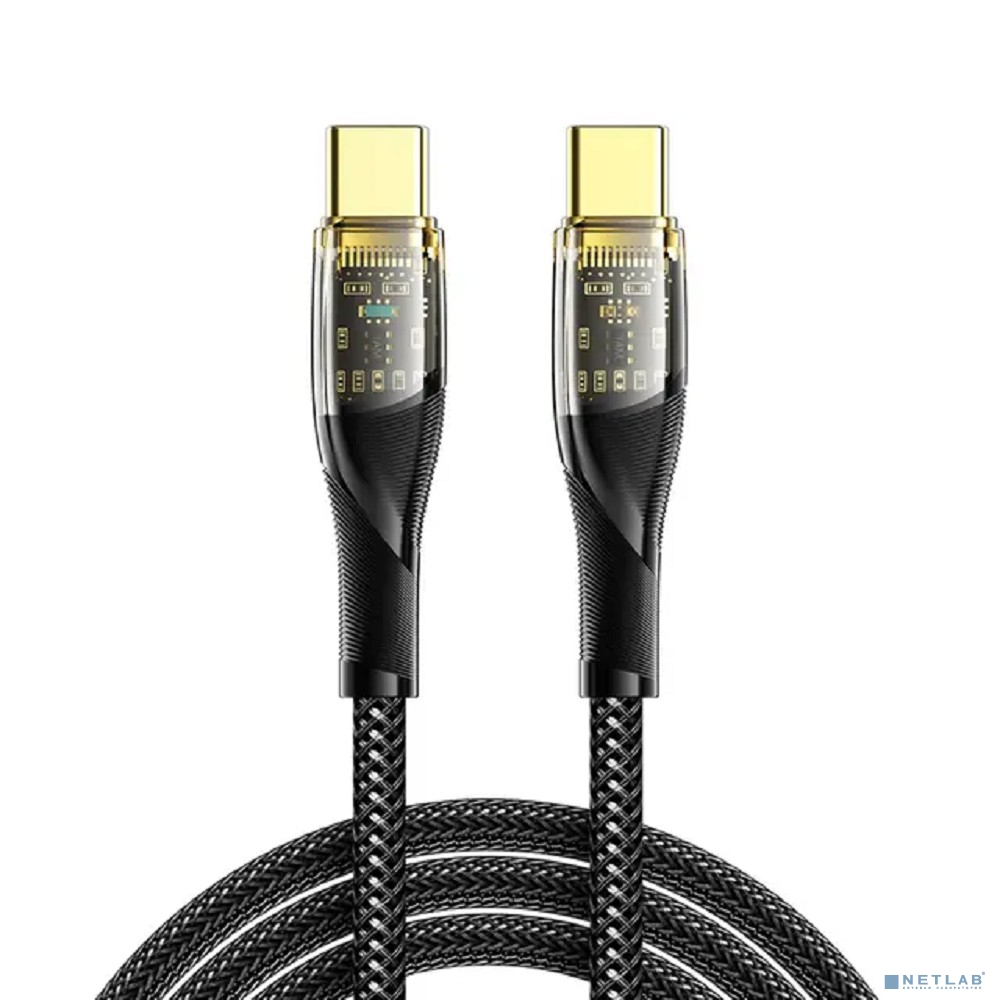 Rexant (18-7092) Кабель Type-C – Type-C, 5А, 100Вт, 1м, в черной нейлоновой оплетке со световой индикацией