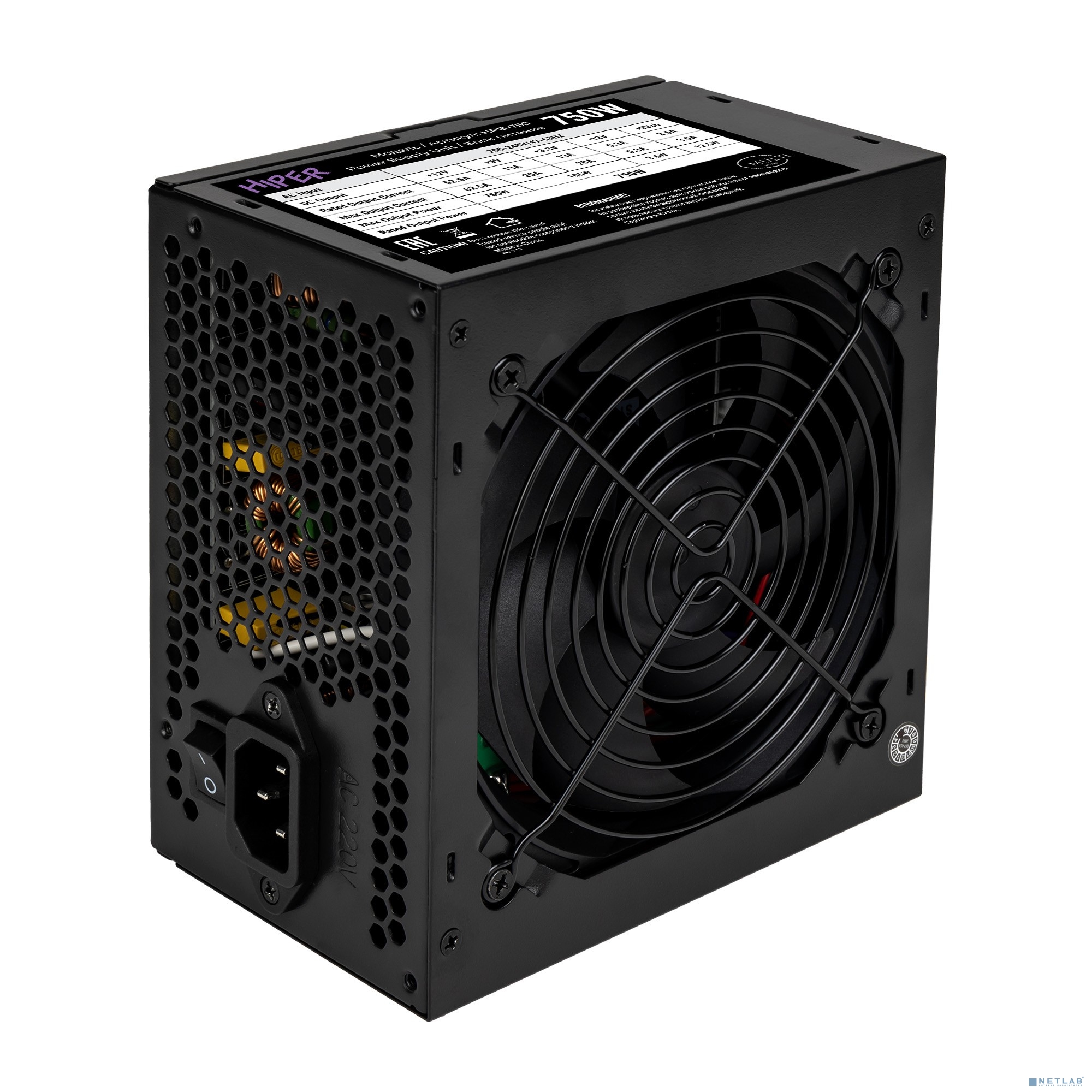 HIPER Блок питания MULTI HPB-750 (ATX 2.31, 750W, Active PFC, 80Plus BRONZE, 120mm fan, Black) BOX