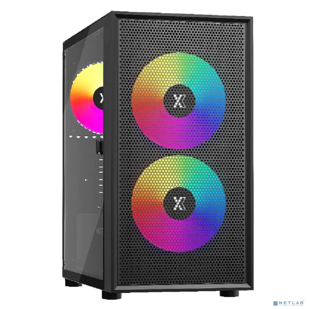 XASTRA Корпус A305M 3ARGB Black mATX/Mesh/ tempered glass / 2x140mm + 1x120mm ARGB PWM fans/ Door/ A305M-2FC14A-1FC12A-D