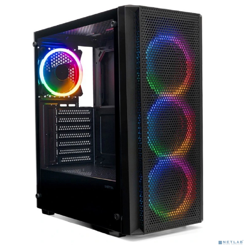 XASTRA Корпус A311 4FRGB Black ATX/Mesh/ full-size TG / 4x120mm FR120-FRGB fans/ A311-4FR12F