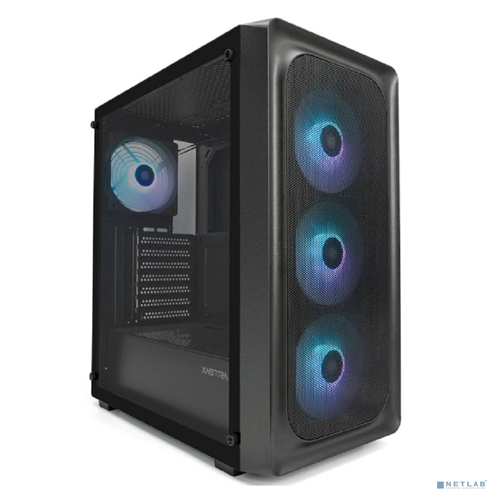 XASTRA Корпус A407 4ARGB Black ATX/Mesh/ tempered glass / 4x120mm ARGB PWM fans/ A407-4FC12A