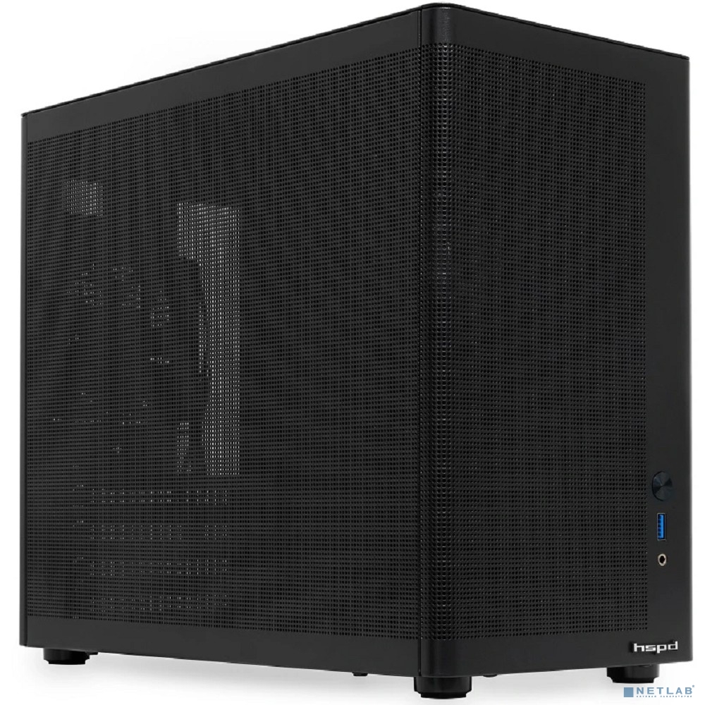 Case HSPD M210, Mesh Mid Tower, Black, 0.7 SPCC, 1x90mm mATX, mITX 140/280/150mm 1x2.5", 1x3.5", 4xPCI 1xUSB-A 3.0 302x168x350mm