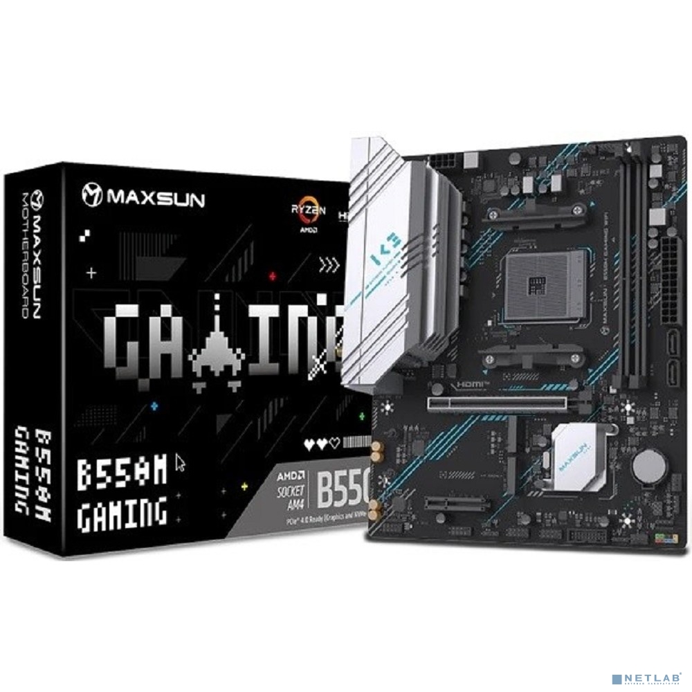 MAXSUN MS-B550M GAMING WIFI (Socket AM4, mATX, 2*DDR4, VGA/HDMI, 2*SATA3, 2*M.2, 1*PCIEx16/1*PCIEx4, 4*USB 2.0, 2*USB 3.2 Gen1, Wi-Fi 5, LAN 1*1G, RTL)
