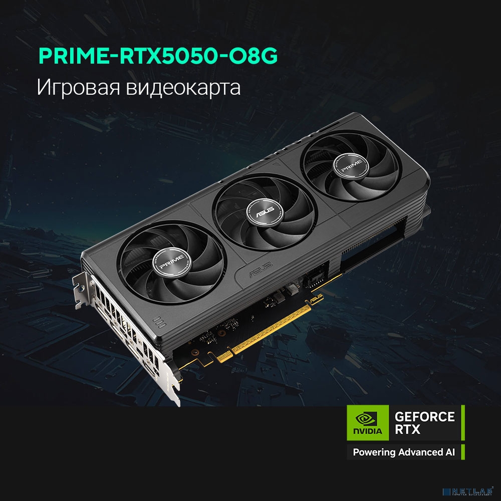 Видеокарта Asus PCI-E nVidia GeForce RTX 5050 8G PRIME OC (8Gb/GDDR6/128 bit/DP, HDMI) RTL (PRIME-RTX5050-O8G)