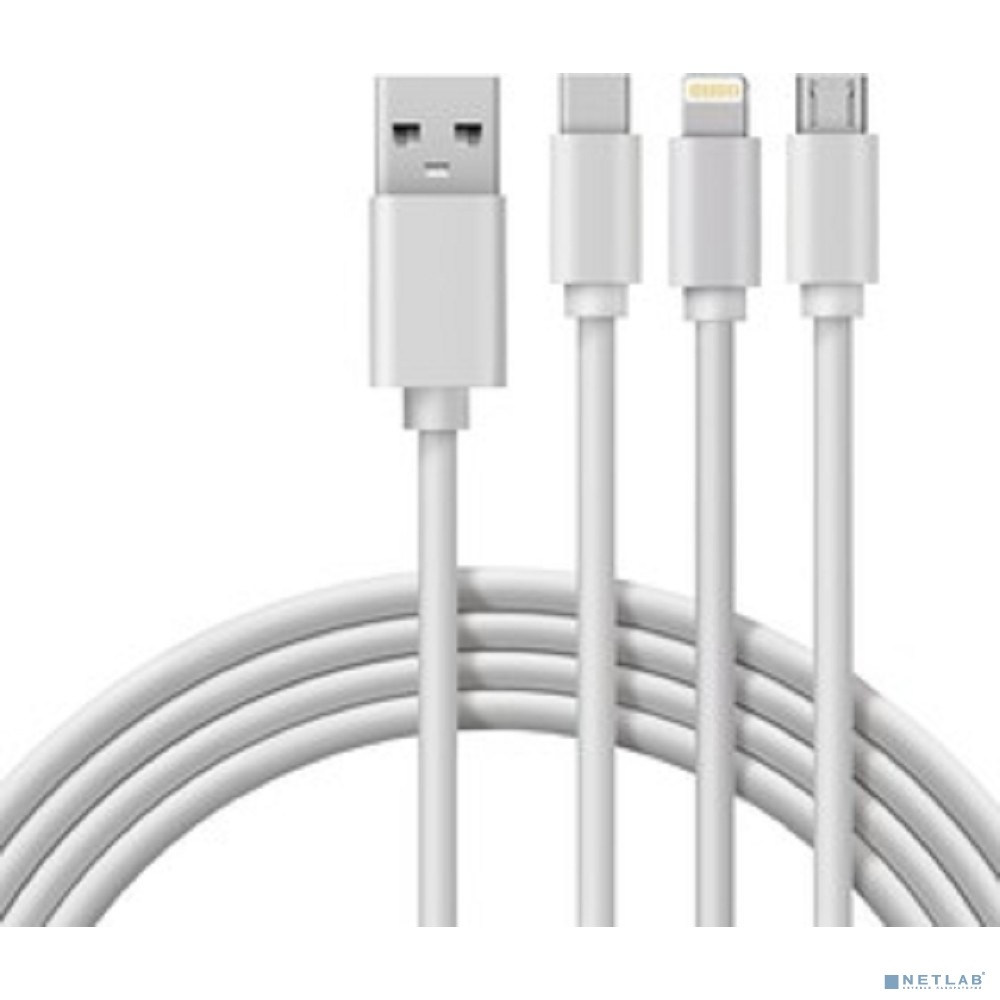 Rexant (18-1127) Кабель USB 3в1 Type-С (3A), Lightning (2,4A), micro USB (2A) 1м, ПВХ