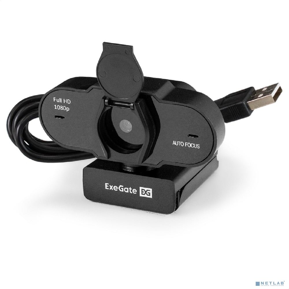 Exegate EX297681RUS ExeGate BlackView C931 Full HD AF (2Мп, 1920х1080, 1080P, 30fps, автоматический фокус, защитная шторка, 4-линзовый объектив, микрофон с шумоподавлением, универсальное крепление )