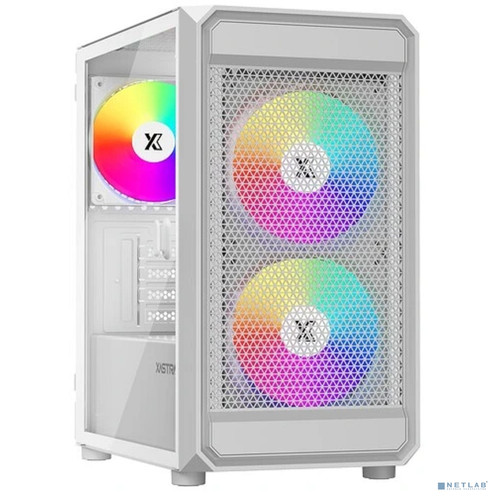 XASTRA Корпус A303M 3ARGB White mATX/Mesh/ tempered glass / 2x140mm + 1x120mm ARGB PWM fans/ Door/ A303M-2FC14A-1FC12A-D-WH