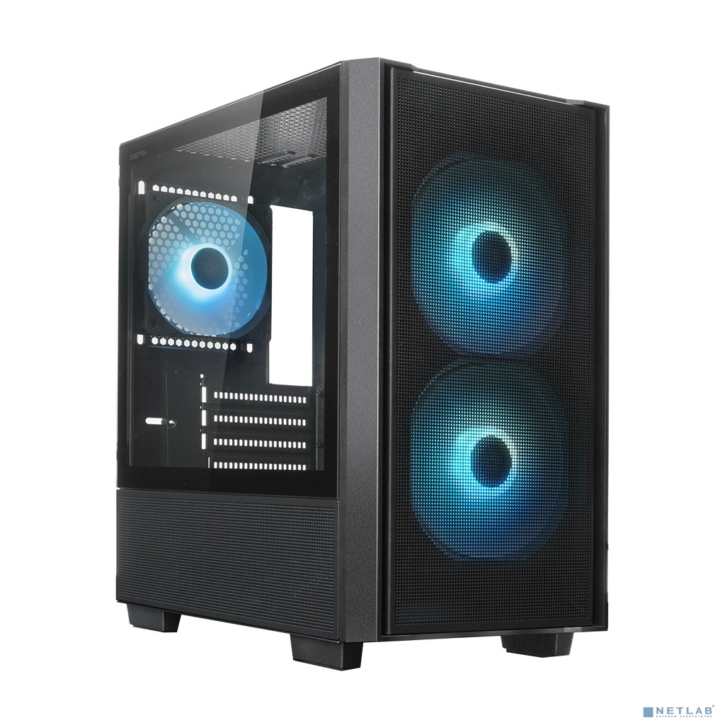 XASTRA Корпус A400M 3FRGB Black mATX/Mesh /Screwless TG+Mesh/2x140mm+1x120mm FC FRGB fans/ A400M-2FC14F-1FC12F