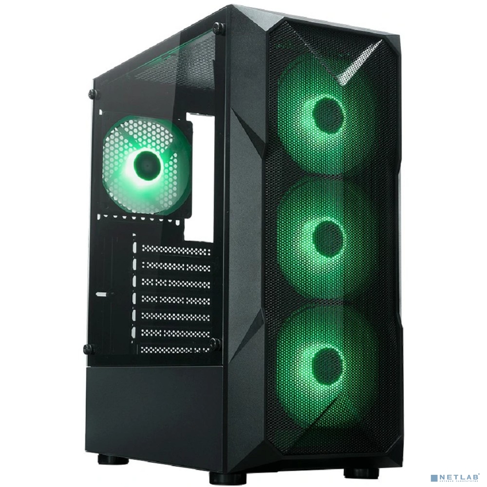 XASTRA Корпус A304 4ARGB-C6 Black ATX/Mesh/half-size TG/4x120mm ARGB FC fans/Argb+PWM HUB 6port/ A304-4FC12A-C6 