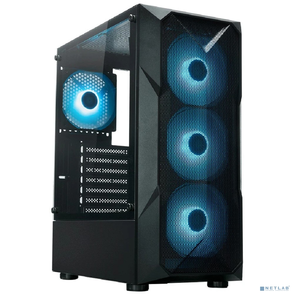 XASTRA Корпус A304 4ARGB Black ATX/Mesh/half-size TG/4x120mm ARGB FC fans/ A304-4FC12A