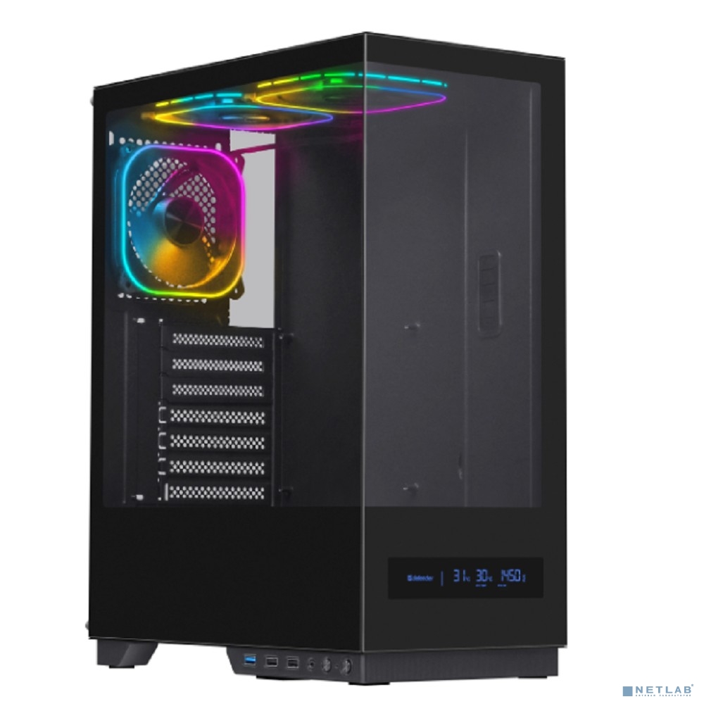 Defender Корпус компьютерный HyperHub Pro черный,ATX,display,TypeC,3fans