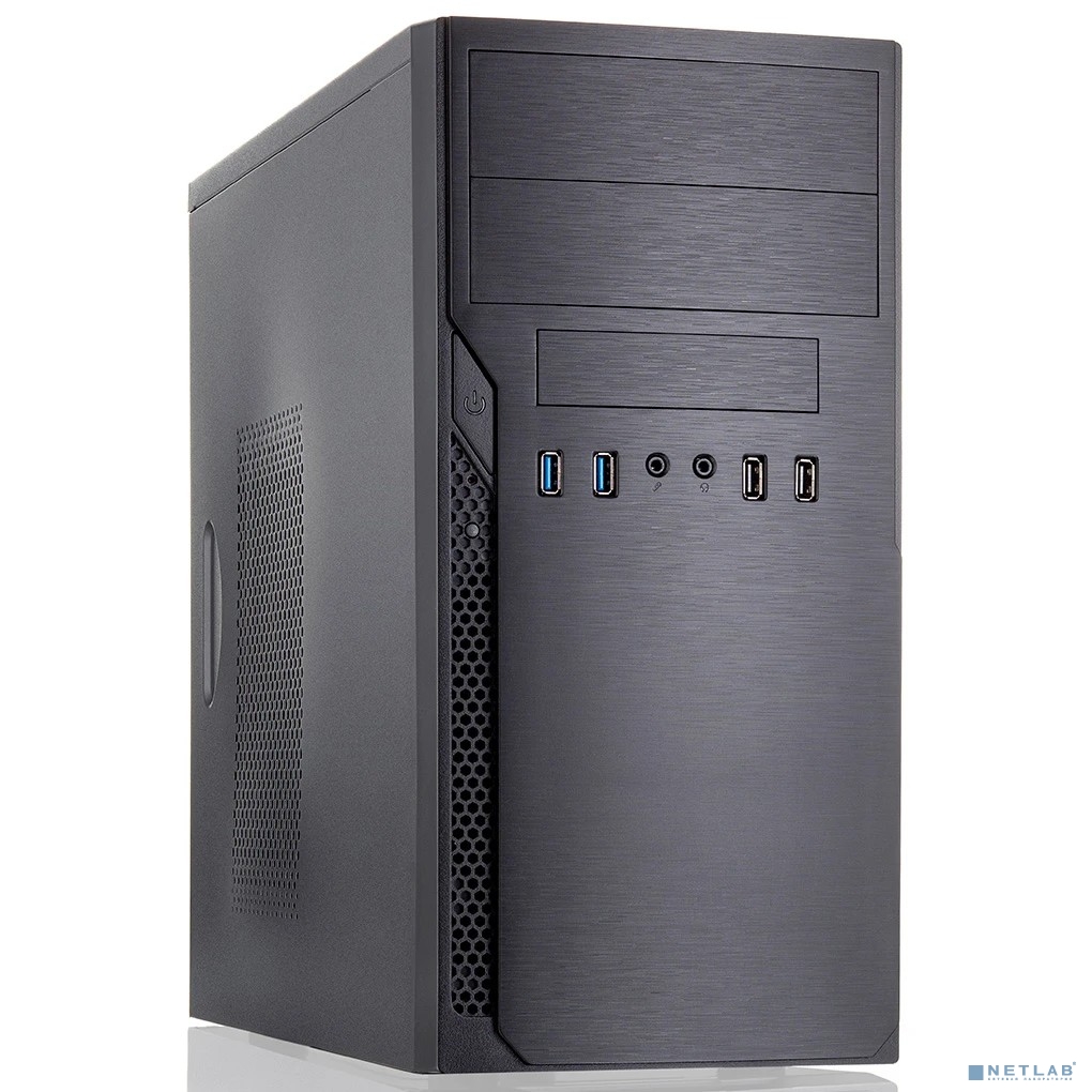 Корпус с блоком питания 450Вт./ Case Foxline FL-628-FZ450R-U32-S mATX case, black, w/PSU 450W 12cm, w/2xUSB2.0, w/2xUSB3.0 w/pwr cord, w/o FAN, E-lock support
