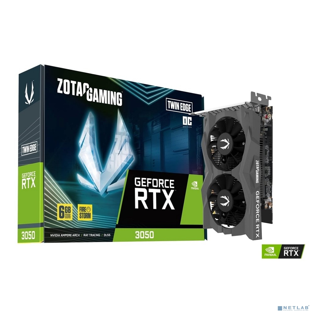 Видеокарта ZOTAC GAMING GeForce RTX 3050 Twin Edge OC 6Gb DDR6 96 bit 1042/1477 MHz 3*DP/HDMI 2*FAN RTL
