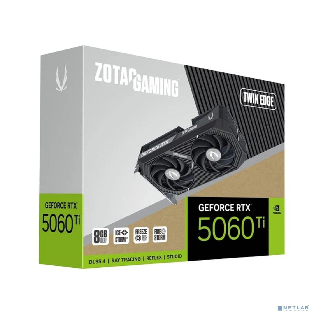Видеокарта ZOTAC GAMING GeForce RTX 5060 Ti Twin Edge 8Gb DDR7 128 bit 2407/2572 MHz 3*DP/HDMI 2*FAN (ZT-B50610E-10M) RTL