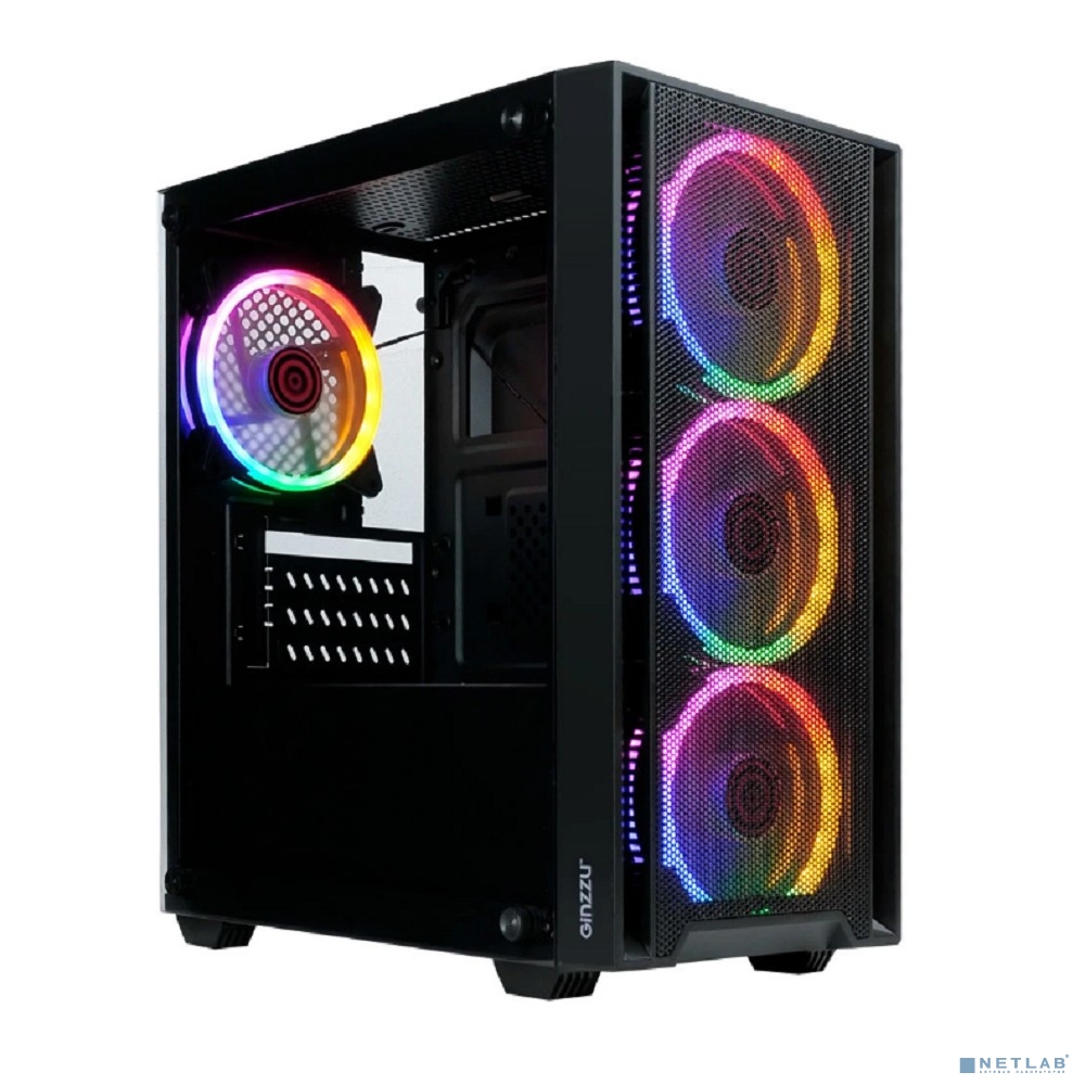 Ginzzu CL630 mATX FAN 4*12FRGB передняя панель Сетка