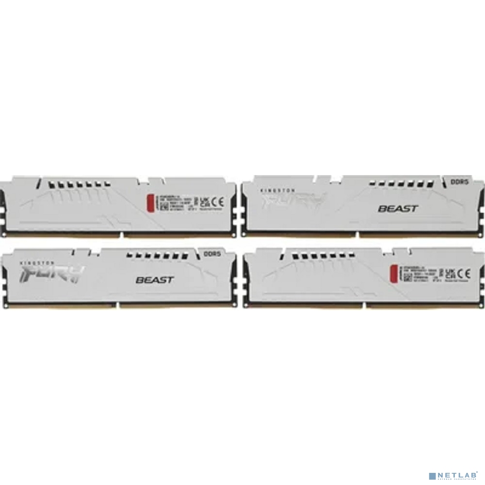 Kingston 64GB 5600MT/s DDR5 CL40 DIMM (Kit of 4) FURY Beast White XMP KF556C40BWK4-64